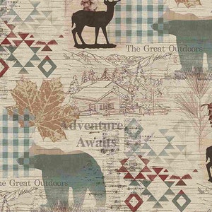 Cabin Adventure Animal Print Cotton Fabric - Timeless Treasures