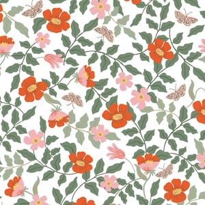 Rayon Fabric - Strawberry Fields - Primrose Ivory Rayon Fabric by Rifle Paper Co.