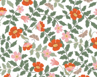Erdbeer Felder Rayon-Stoff: Rifle Paper Co. Primrose Ivory Floral