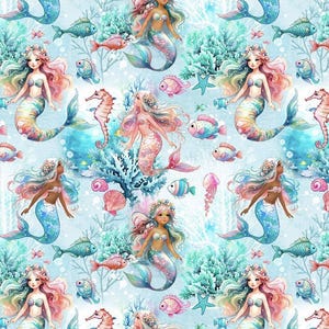 Mermaid - Underwater Mermaids by Timeless Treasures - Digital Print - Cotton Fabric