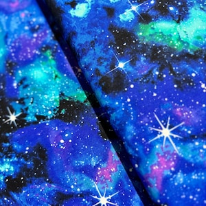 Aurora Space Galaxy Fabric - Digital Print - Cotton Fabric