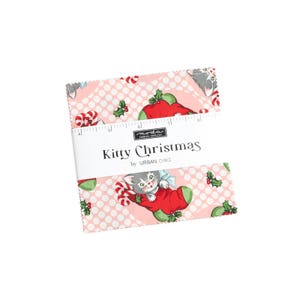 Kitty Christmas Charm Pack by Urban Chiks - 42, 5&quot; x 5&quot; Precut Fabric Squares