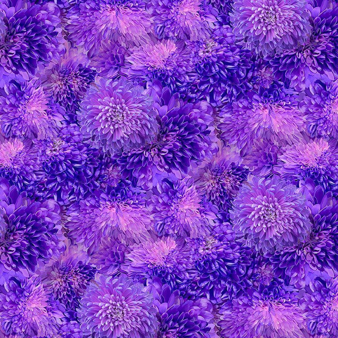 Garden Delight – Packed Flowers Purple Fabric by Timeless Treasures ...