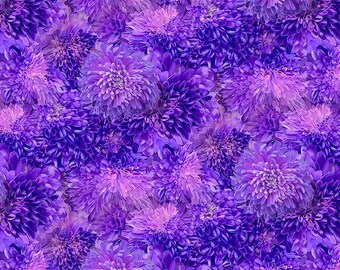Garden Delight – Packed Flowers Purple Fabric by Timeless Treasures – Quilting Cotton - 43" Wide
