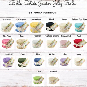 Bella Solids Junior Jelly Rolls - 20, 2.5&quot; x 42&quot; Strips of same color solid fabric - *Each Roll Sold Separately*