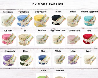 Bella Solids Junior Jelly Rolls - 20, 2.5&quot; x 42&quot; Strips of same color solid fabric - *Each Roll Sold Separately*