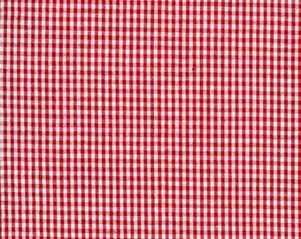 Tessuto a quadri seersucker rosso - Larghezza 56" - Miscela di cotone e poliestere
