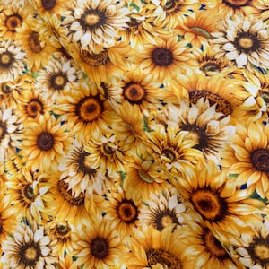 Sunflower Farm - Packed Sunflowers Fabric - Digital Print - Cotton Fabric