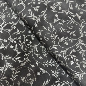 Holiday Flourish-Snow flower - Swirls Graphite Silver Fabric - Metallic Cotton Fabric
