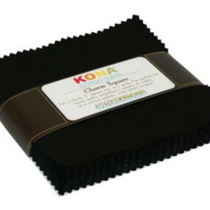 Kona Cotton Solids Black Charm Pack - 42, 5&quot; x 5&quot; Precut Fabric Squares