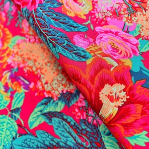 Kaffe Fassett Collective Stash - Floral Burst Red Fabric by Philip Jacobs - Cotton Fabric