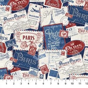 Paris... Sempre uma boa ideia! - Postais da Marinha de Paris - Tecido de Algodão
