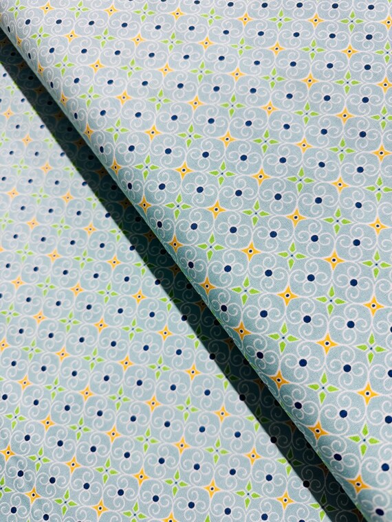 Cozy Christmas - Blue Wrapping Paper Fabric by Lori Holt - Cotton Fabric