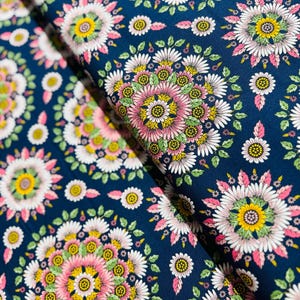Delphine - Floral Medallion Spring Fabric by Andie Hanna - Cotton Fabric