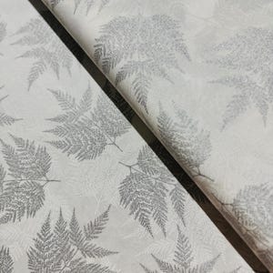Sparkle and Fade - Ferns White/Silver Fabric - Metallic - Cotton Fabric