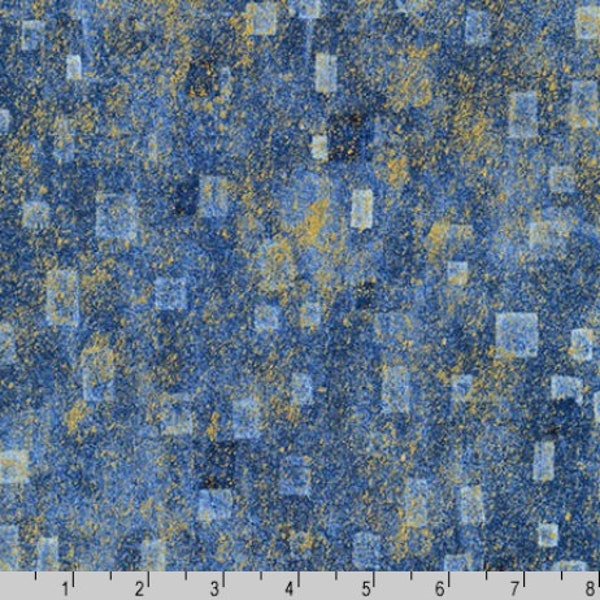 Robert Kaufman - Gustav Klimt - Blue Gold Metallic - Cotton Fabric