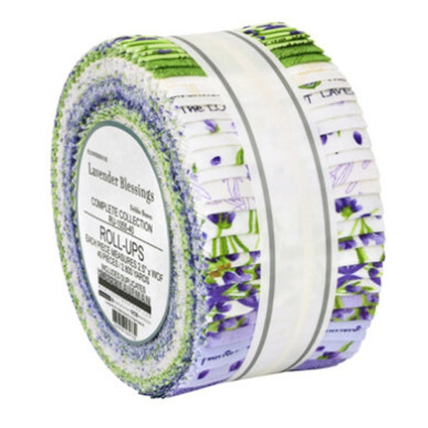 Robert Kaufman - Lavender Blessings Complete Collection Roll Up/Jelly Roll by Debbie Beaves - 40, 2.5" x 42" Precut Fabric Strips