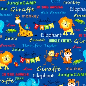 Jungle Camp - Packed Jungle Animals - Cotton Fabric