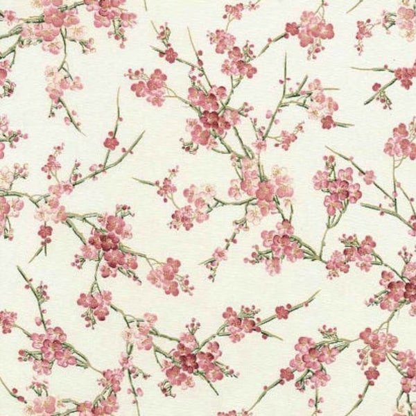 Timeless Treasures - Sakura - Kirschblüten Metallic Stoff von Chong-a Hwang - Metallic Baumwollstoff