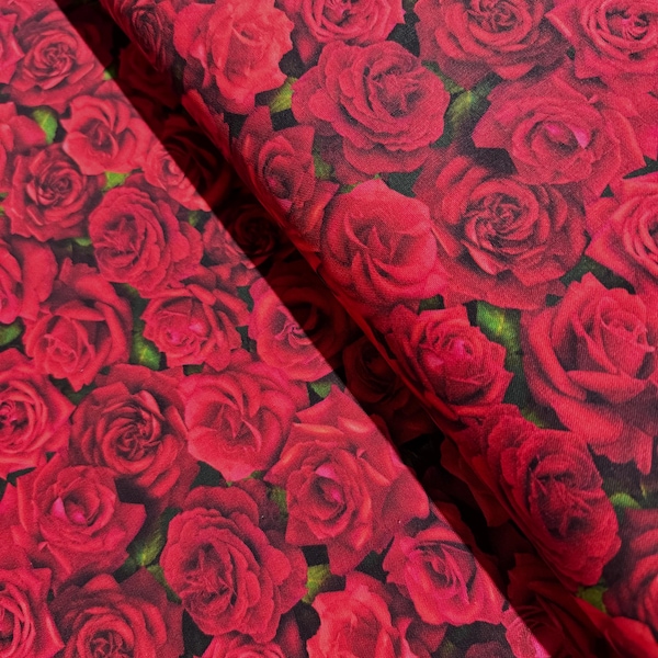 Red Rose Fabric - Etsy