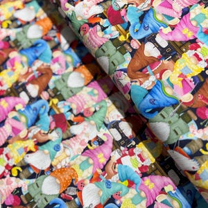 Sew Many Gnomes - Packed Sewing Gnomes Fabric - Cotton Fabric