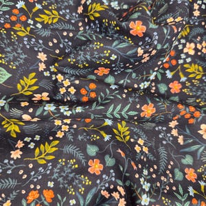 Wildwood - Navy Metallic Fabric by Rifle Paper Co. - Metallic - Cotton Fabric