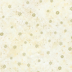 May include: Cream-coloured fabric featuring a repeating pattern of small, stylised flowers and dots. The flowers are in a muted gold colour, and the background has a subtle, textured appearance. The design is evenly distributed across the fabric.