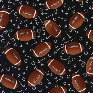 Touchdown! - Tossed Footballs Fabric by Gail Cadden - Cotton Fabric