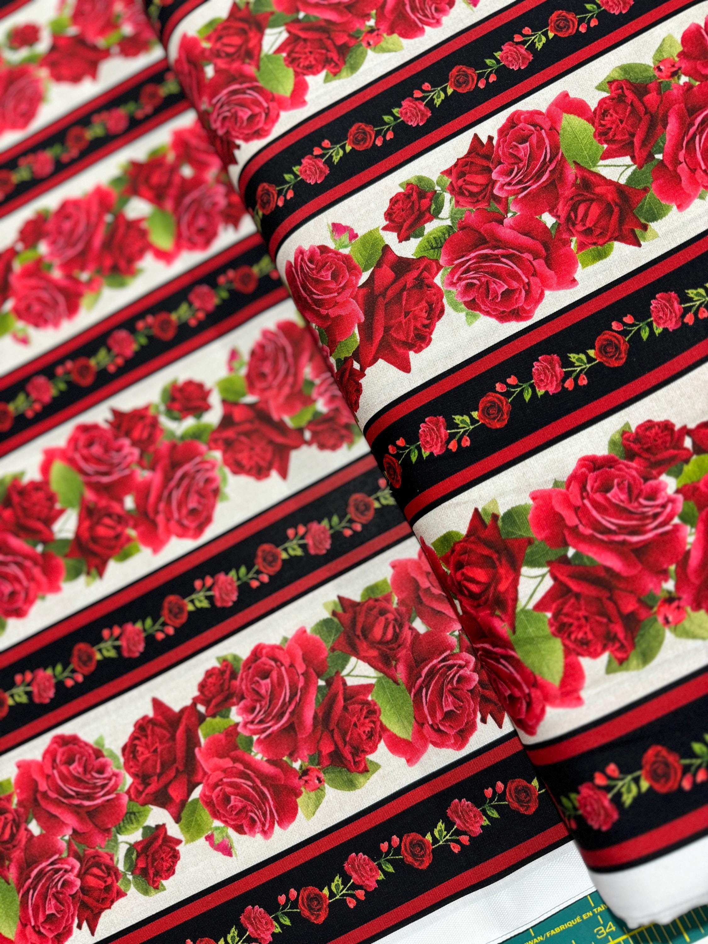 Vintage Rose Floral Stripe Cotton Fabric - Timeless Treasures - Etsy