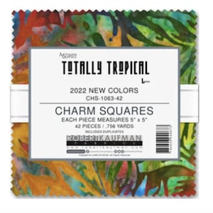 Artisan Batiks Totally Tropical 2022 New Colors Charm Pack - 42, 5&quot; x 5&quot; Precut Fabric Squares