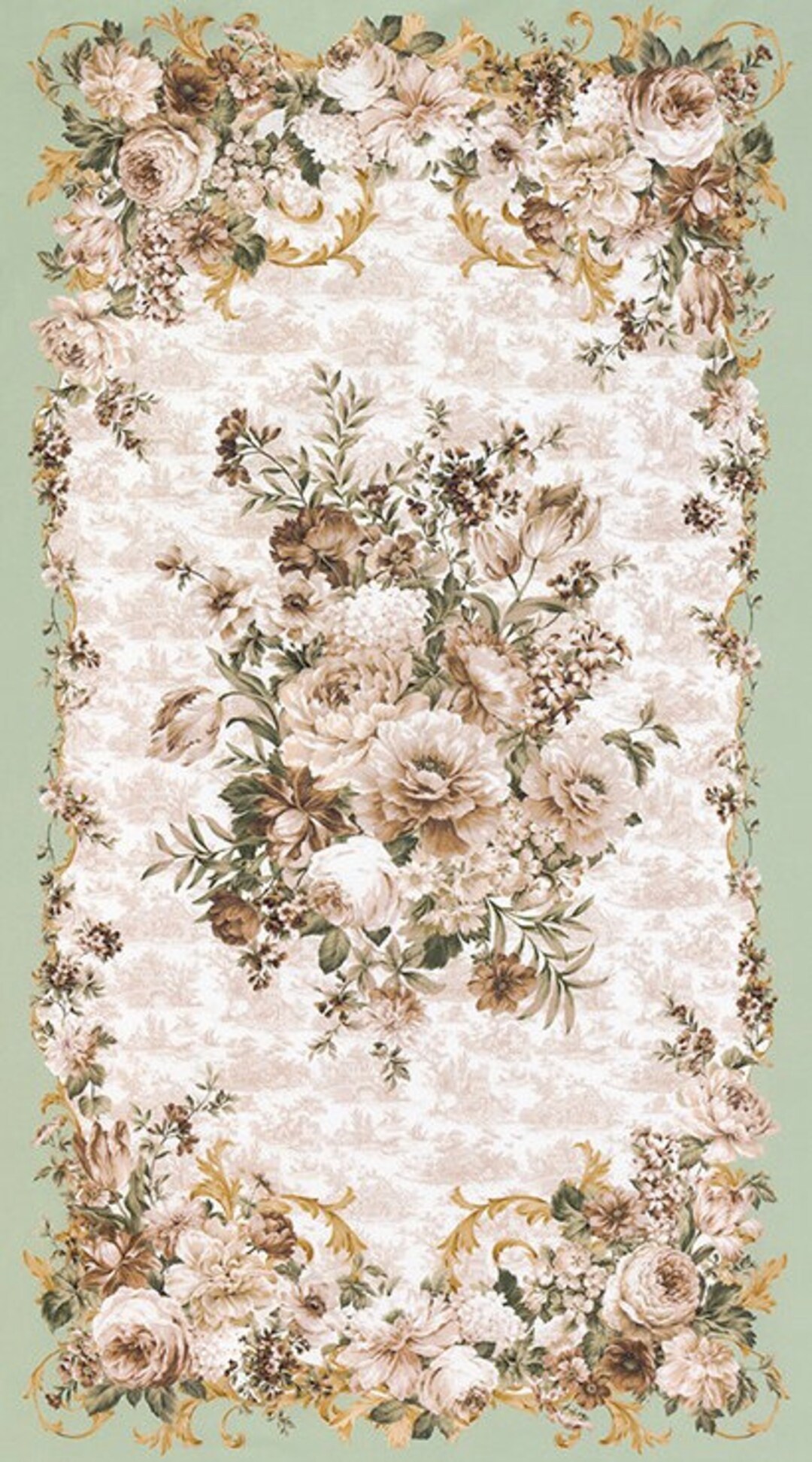 21 Panel Robert Kaufman Meredith Florals Green Panel Sold by the Panel