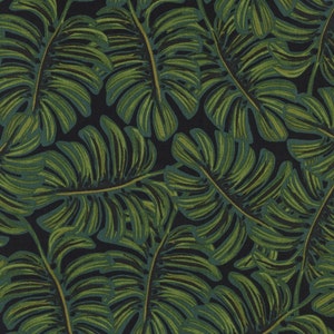 Rayon Lawn - Cotton + Steel - Menagerie - Monstera Midnight Fabric by Rifle Paper Co.