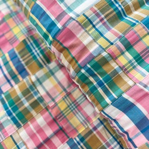 Pastel Madras Plaid Cotton Fabric: Nantucket Patchwork Sorbet, Yarn Dyed
