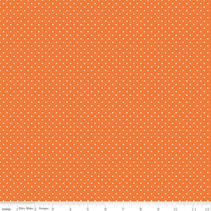 White Swiss Dot on Orange - Cotton Fabric