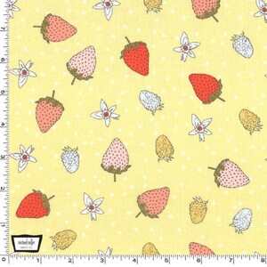 Michael Miller - Strawberry Tea - Fraises Honey Fabric by Axelle Design - Cotton Fabric