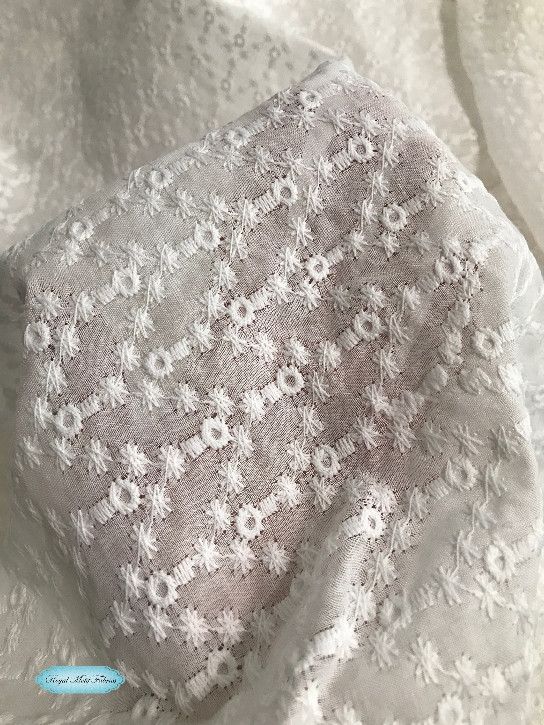 Hakoba Cotton Embroidered Fabric on White Background Cotton - Etsy