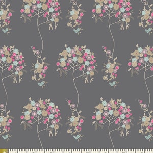 Voile Fabric - Cherie - Tree Fleur Sombre - Width 52&quot; - Cotton Voile Fabric