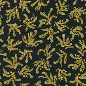 Ancient Beauty - Sprigs Onyx Metallic - Cotton Fabric