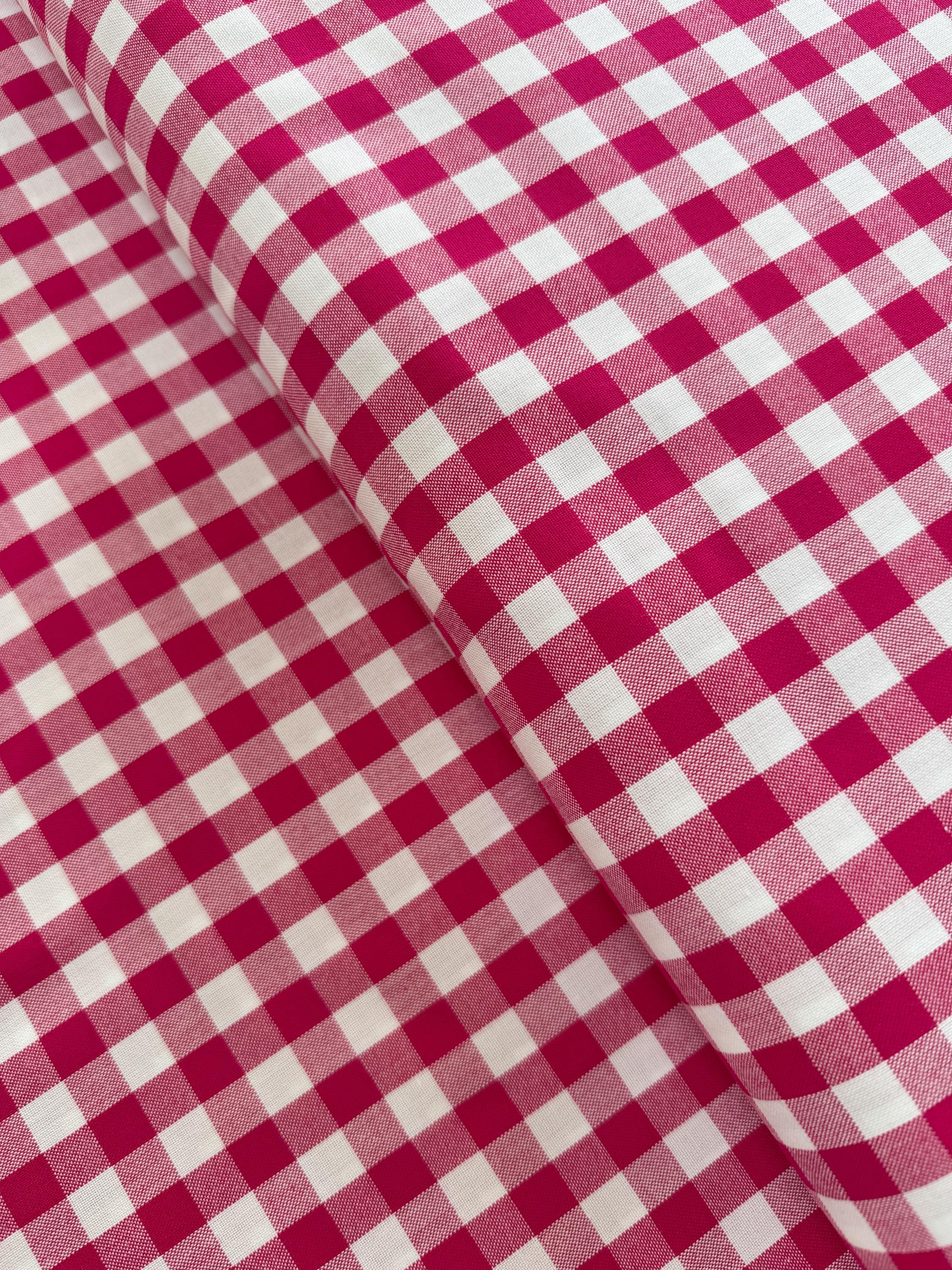 Tissus tissés pour fenêtre de cuisine - Fil teint Vichy grenade 1/2 pouce - Tissu en coton