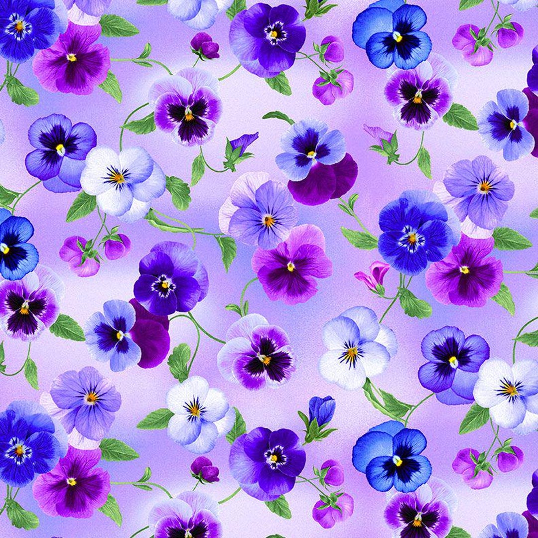 Garden Delight – Pansy Bouquet Lilac Fabric by Timeless Treasures ...