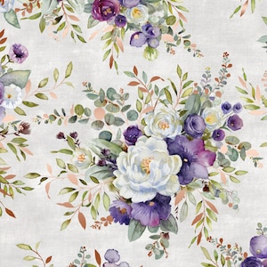 RJR Fabrics - Lilac and Sage - Bouquet Silver Copper Pearl - Metallic Cotton Fabric