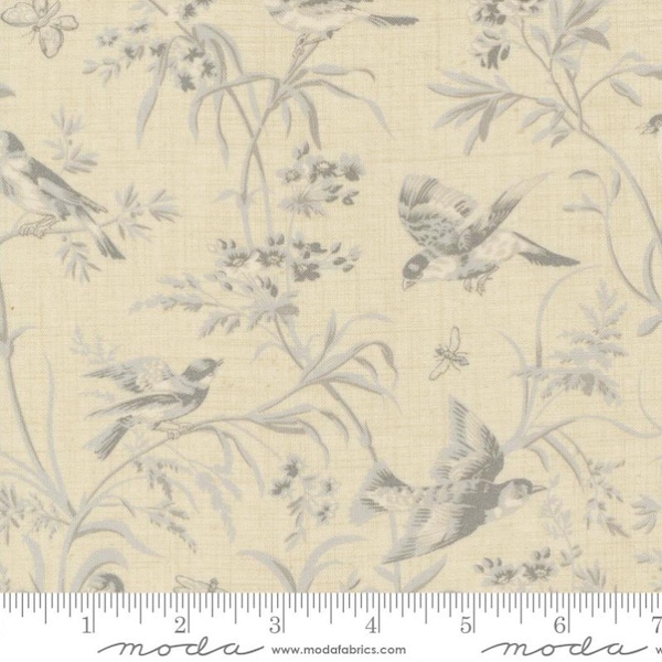 Moda Fabrics - Antoinette - fleurs, oiseaux, papillons - Pearl Roche Fabric by French General - Tissu en coton