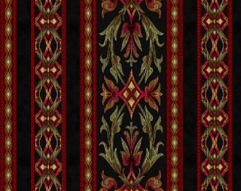 RJR Fabrics - Floral Fantasy - Border Peony Fabric by Jinny Beyer - Cotton Fabric