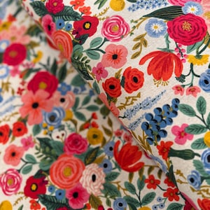 Wildwood Garden Party Pink Floral Canvas Fabric by Rifle Paper Co.