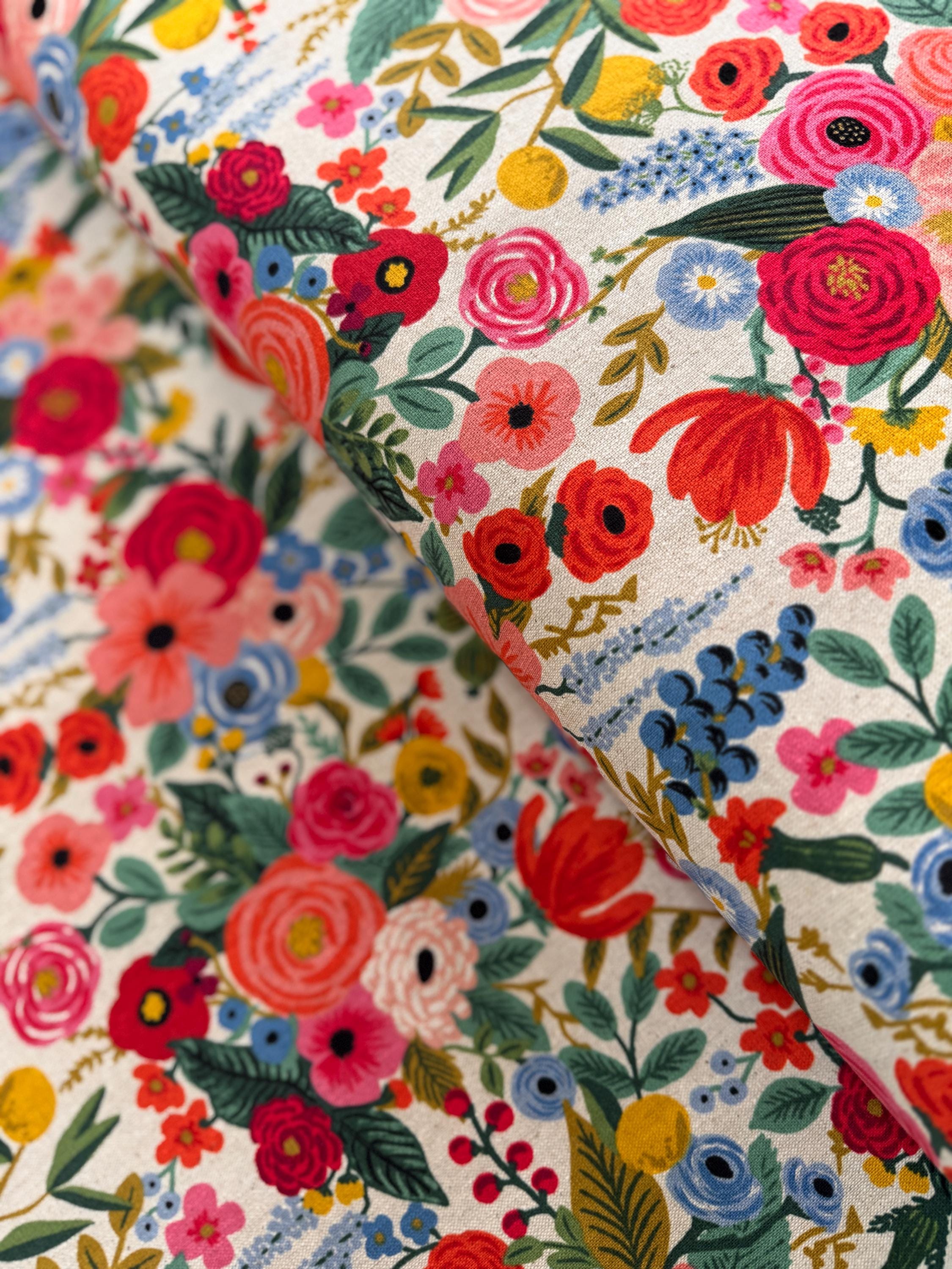 Wildwood Garden Party Pink Floral Canvas Fabric by Rifle Paper Co.