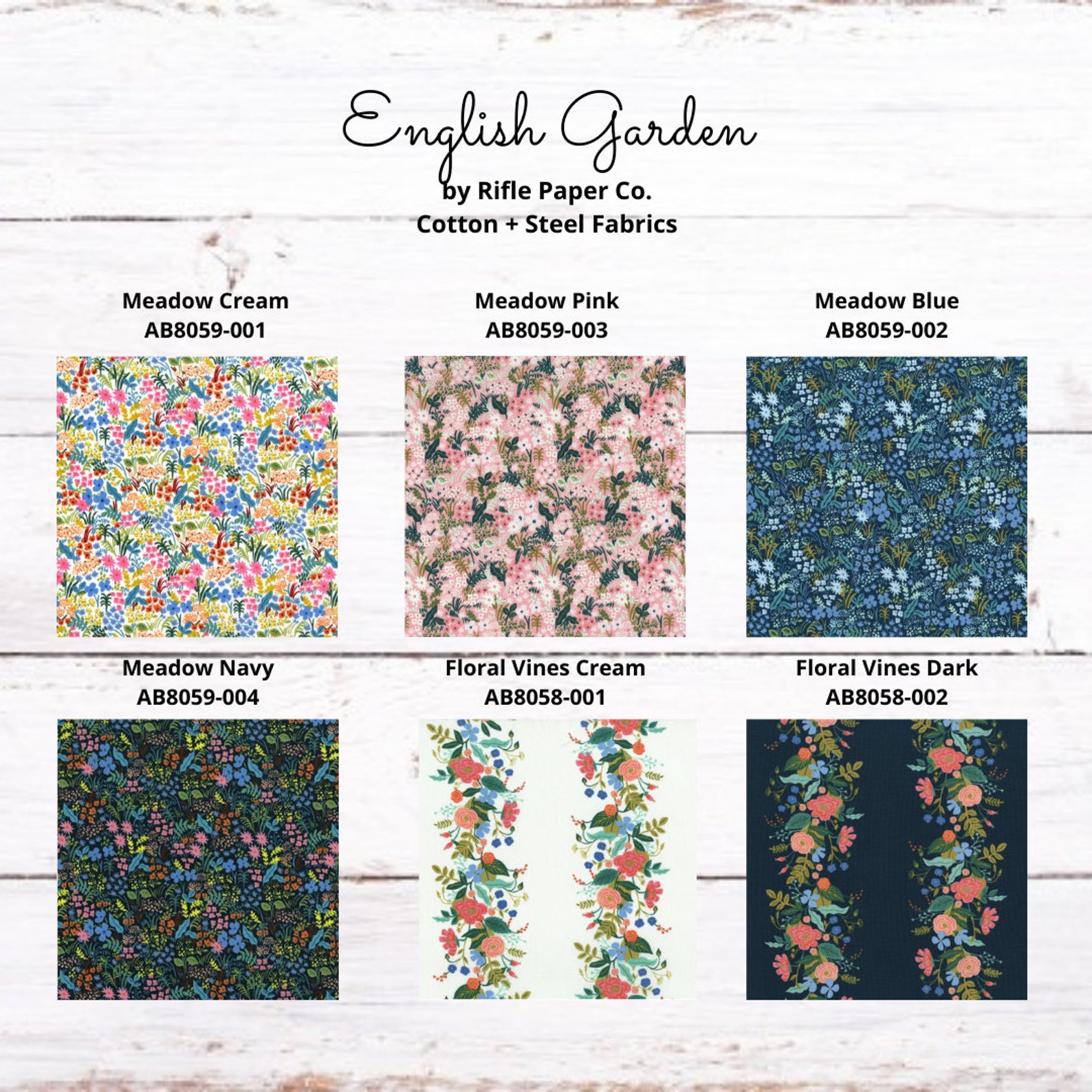 Cotton Steel English Garden Cotton Fabrics by Rifle Paper Etsy
