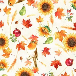 Fall For Autumn - Florals Harvest/Gold Metallic - Cotton Fabric