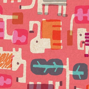 Canvas Fabric - Cotton + Steel - Safari - Elephant Walk - Peach Canvas Fabric by Masaru Suzuki - Canvas Fabric