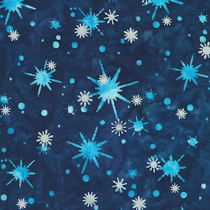 Evergreen Ice Sparkle Frosted Snowflakes Celestial Batik Robert Kaufman Fabric