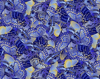 Tela metálica con mariposas a la luz de la luna de Chong-a Hwang para Timeless Treasures